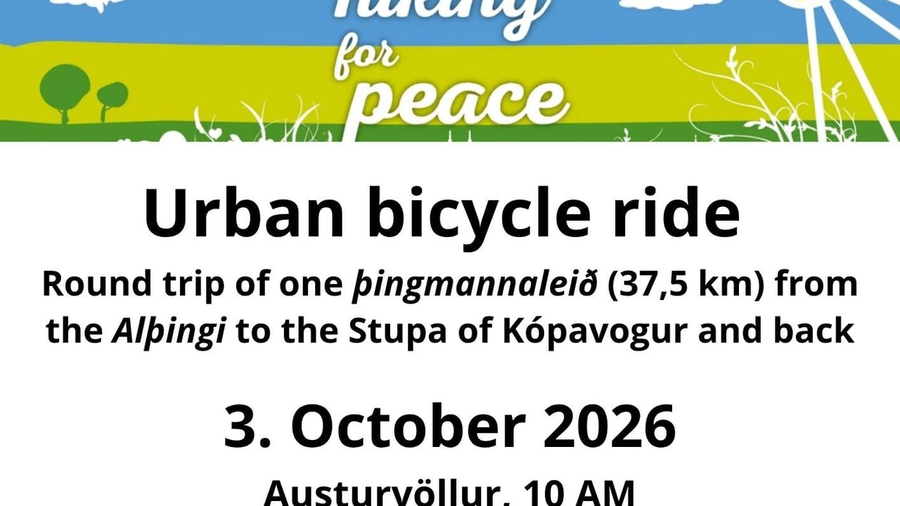 Urban bicycle round trip of one þingmannaleið (37,5 km) from the Alþingi to the Stupa of Kópavogur