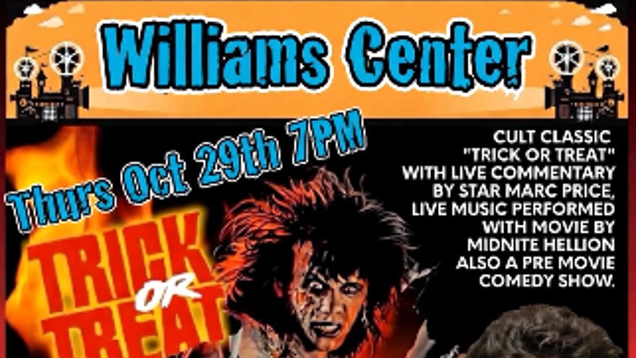 Cult Classic "Trick Or Treat" with live commentary by star Marc Price (Also starred Gene Simmons and Ozzy Osbourne), live music performed with movie Midnite Hellion also a premier movie comedy show.