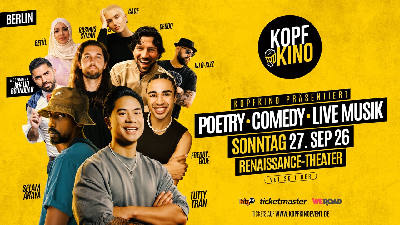 Kopfkino Vol.26: Poetry • Comedy • Live Musik in Berlin
