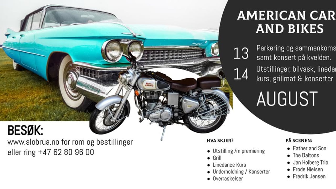 American Cars and Bikes @Slobrua Gjestegård! 