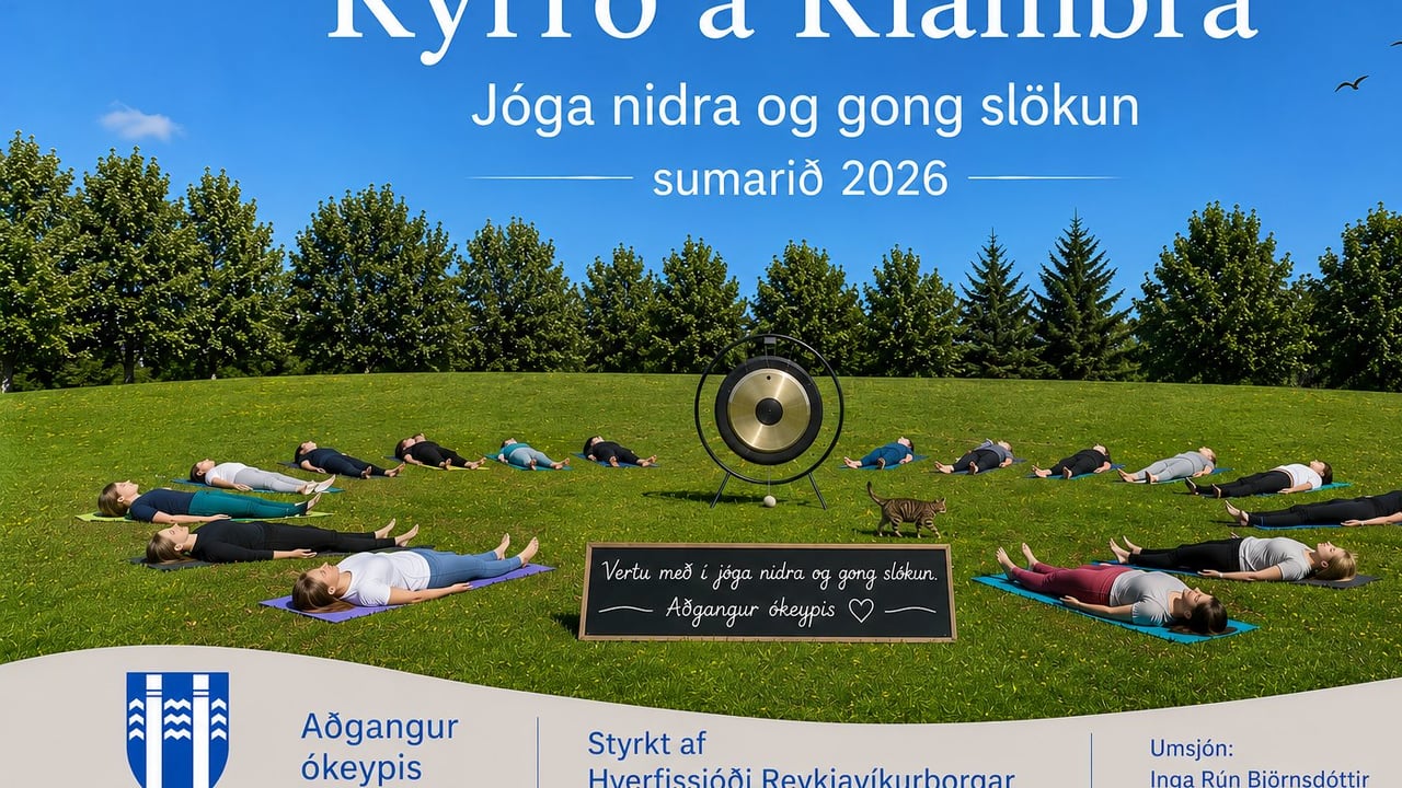 Yoga nidra and gong relaxation at Klambratún