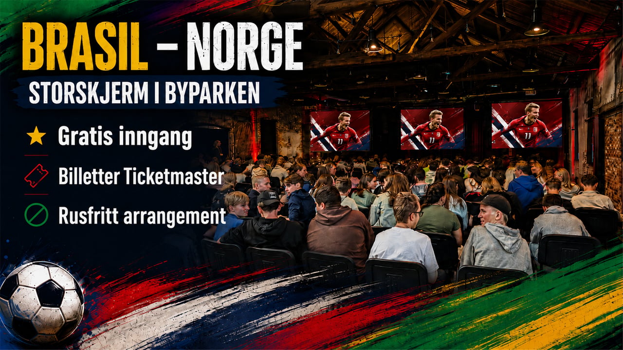 Brasil–Norge på storskjerm i Byparken
