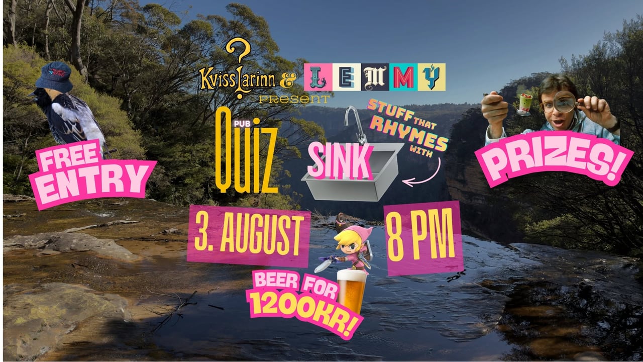 PUB QUIZ In the Beer Garden at Lemmy! Stuff that Rhymes with SINK!