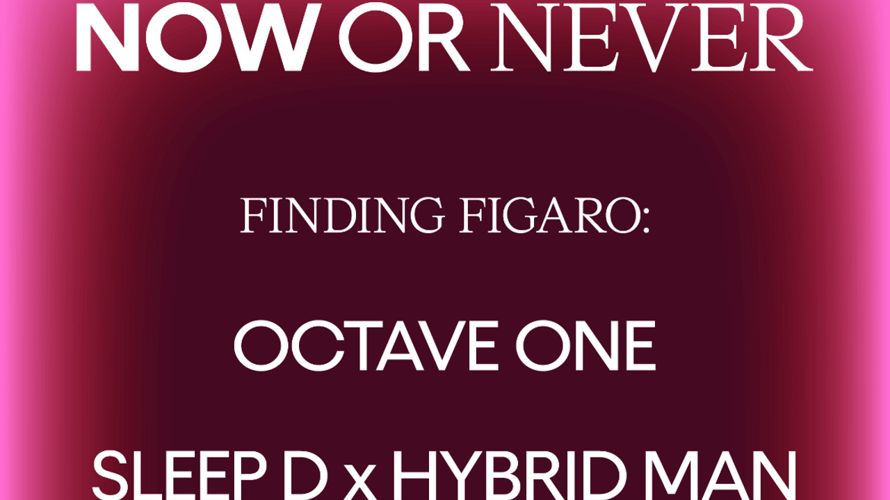 Finding Figaro x Now or Never present Octave One, Sleep D x Hyrbid Man, JNETT, Baby G