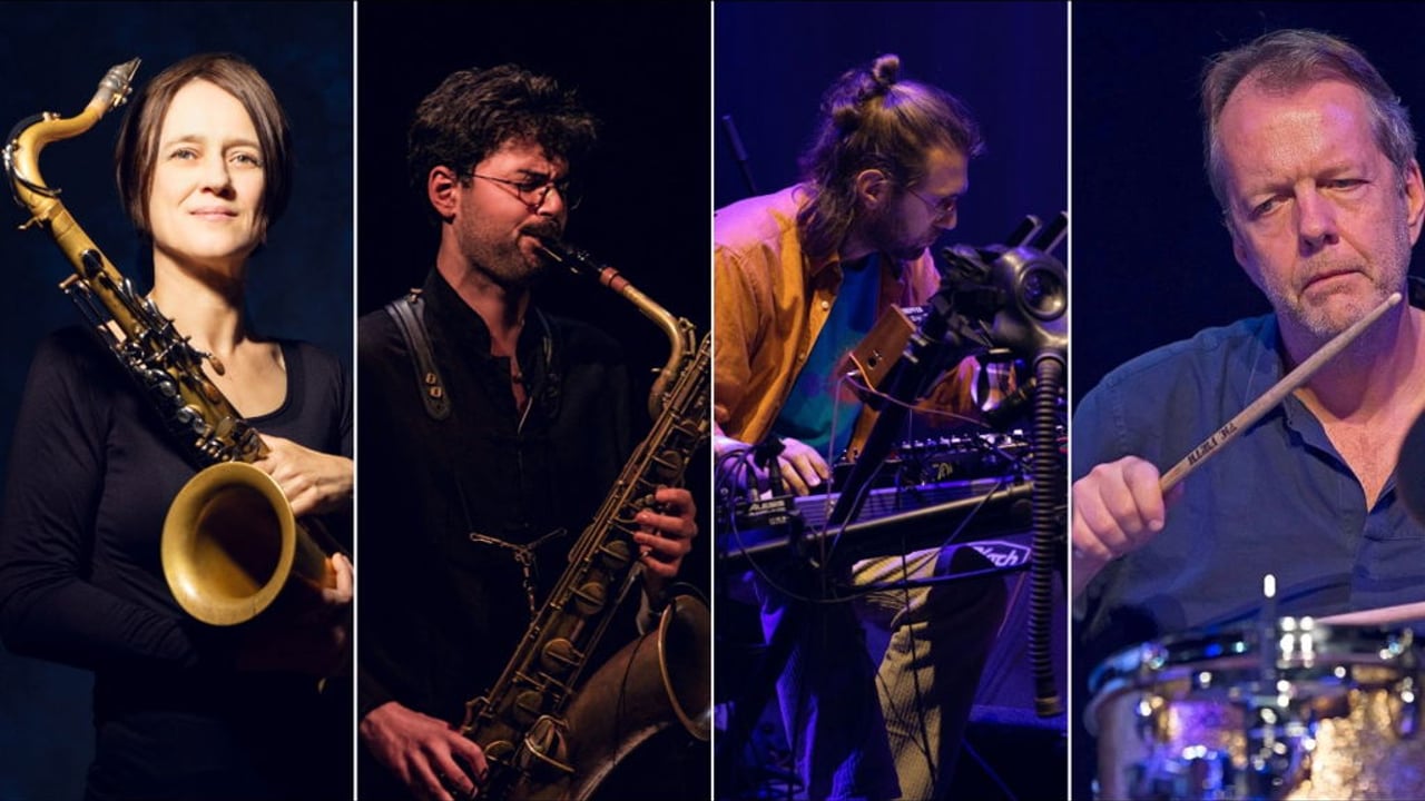 KOPER8: Tom Rainey, Giuseppe Doronzo, Jannis Anastasakis, Ingrid Laubrock