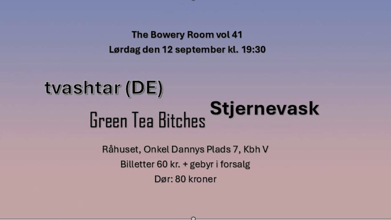 The Bowery Room vol 41 - tvashtar + Stjernevask + Green Tea Bitches