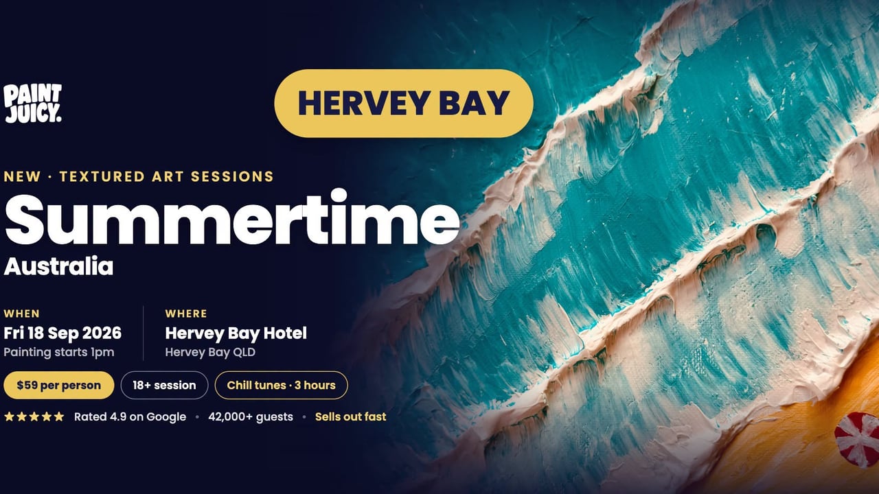 Summertime Australia Textured Art Paint and Sip Hervey Bay x Paint Juicy