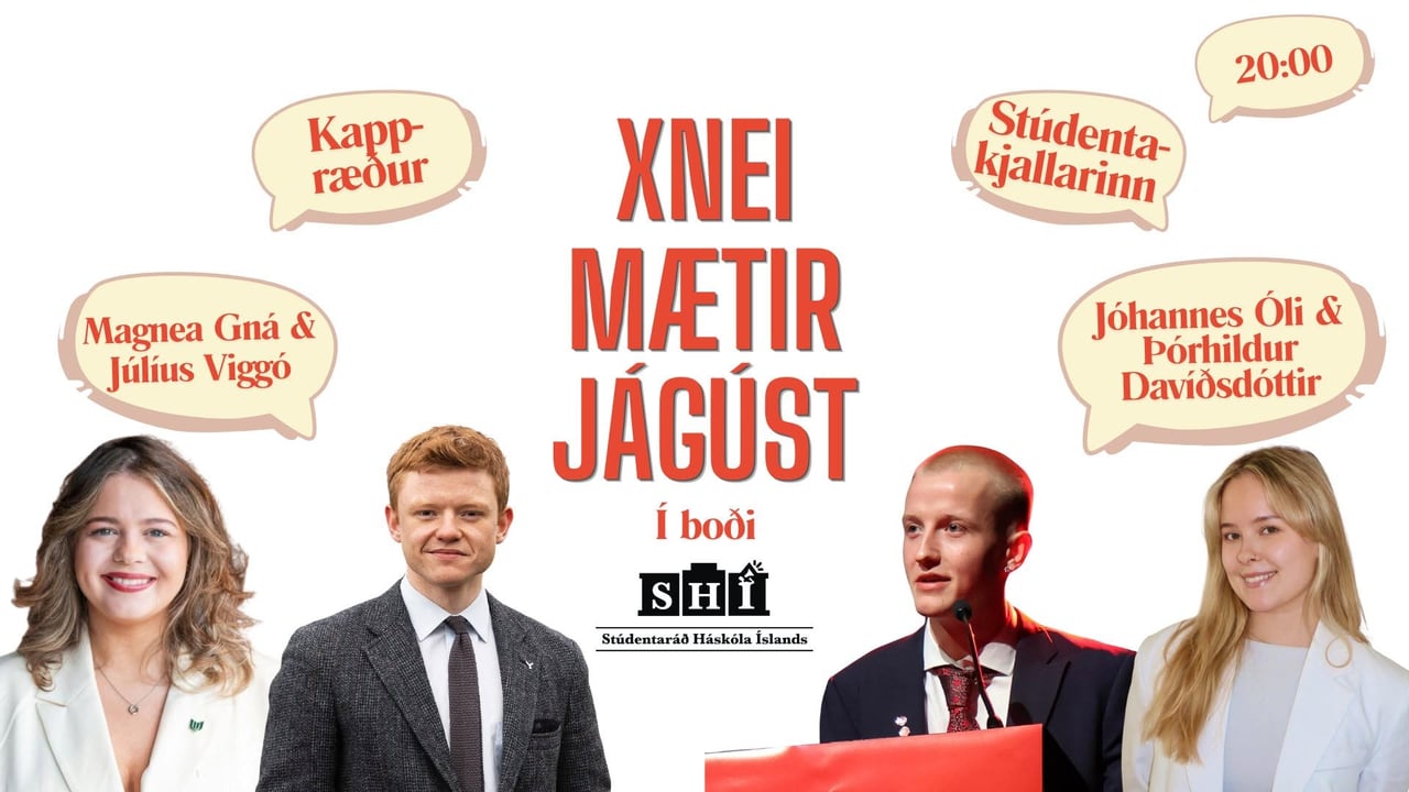xNei mætir Jágúst - Kappræður á Stúdentakjallaranum um þjóðaratkvæðagreiðsluna 29. ágúst 🗳️ 