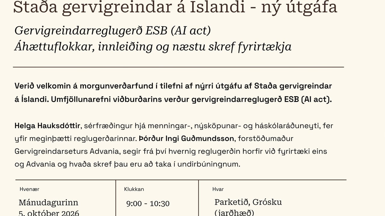 Staða gervigreindar á Íslandi - ný útgáfa