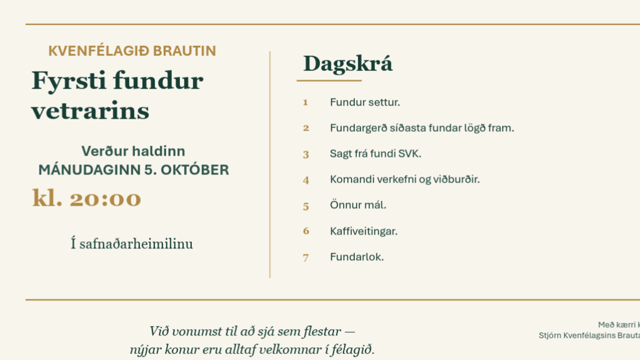 Kvenfélagsfundur – Brautin Bolungarvík
