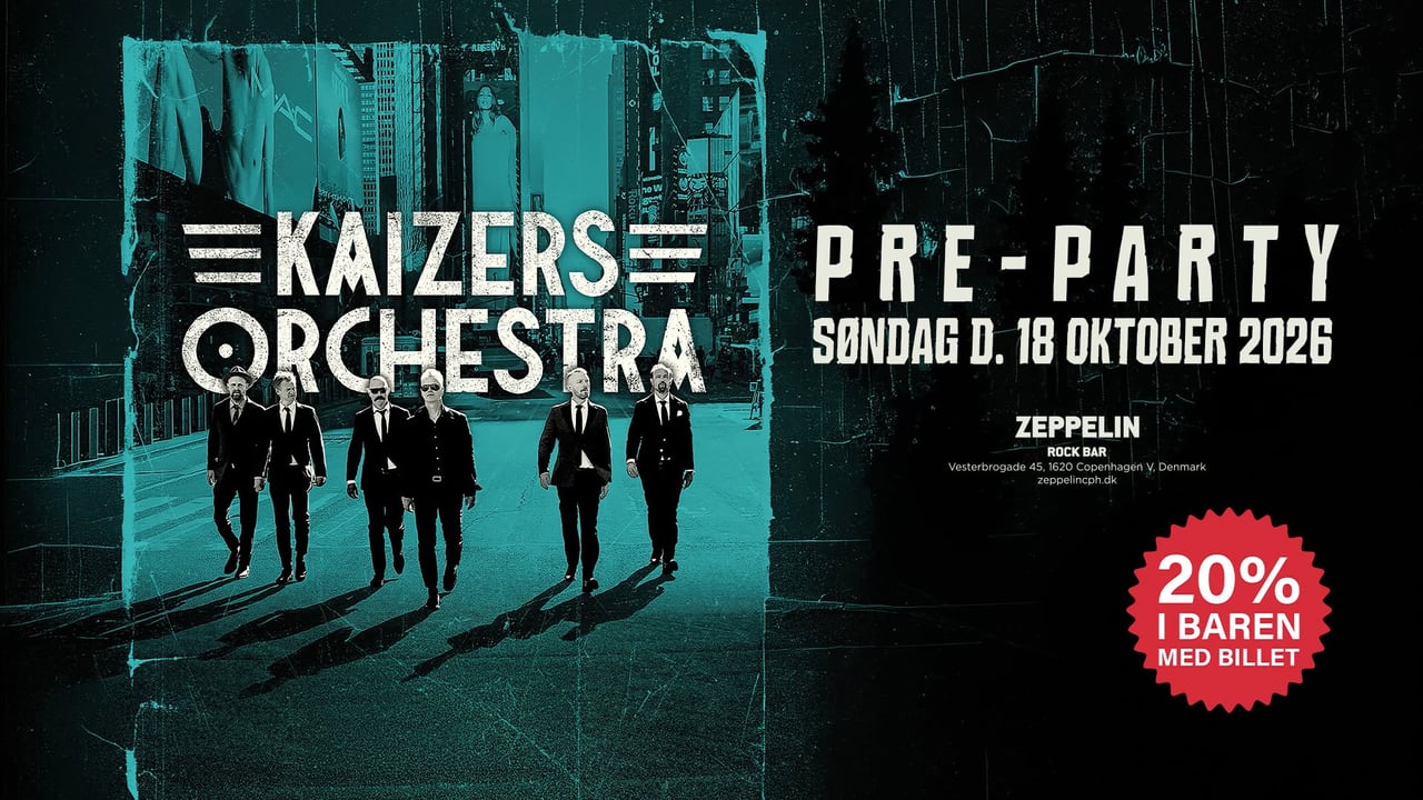 Kaizers Orchestra pre-party søndag @Zeppelin Rock Bar