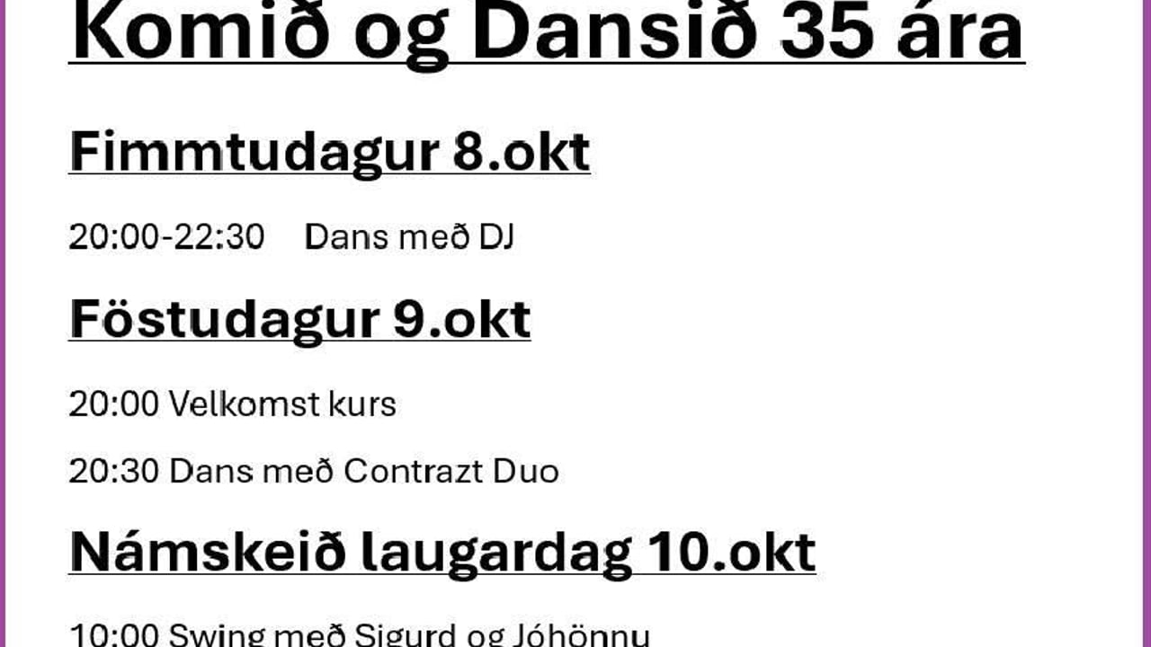 Dansnámskeið 10.okt