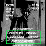 GOTH NIGHT w/ crimesididntcommit, Limo Scene, WARHORS3, alienobserver, Rocky Black