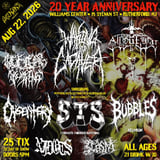 WAKING THE CADAVER 20 YEAR ANNIVERSARY SHOW FEATURING: NUCLEAR REMAINS, DYSENTERY STRENGTH, THROUGH SUFFERING, BUBBLES (REUNION), NJDOTS AND SCASM