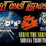 Left Coast Legends ft. Damage Inc (Metallica tribute), Foo For All (Foo Fighters),  Love Hate Love (Alice in Chains tribute band) , Serve The Servants (Nirvana tribute)
