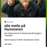 elle melle Sommerkonsert i Glasshuset og bryggen