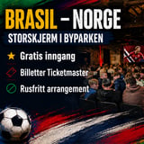 Brasil–Norge på storskjerm i Byparken