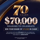 70 YEARS $70,000 REASONS TO CELEBRATE