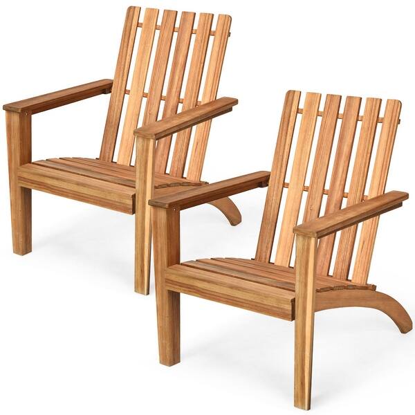 Pieces Patio Wooden Adirondack Chair Table Set Folding Seat, 51 OFF