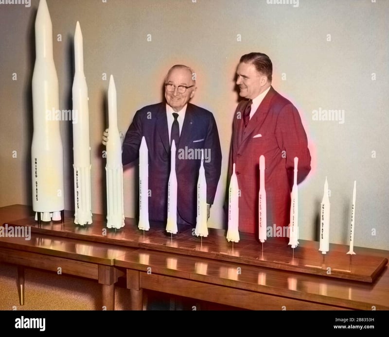 HARRY TRUMAN WITH JAMES WEBB AT NASA HEADQUARTERS 8X10, 57 OFF