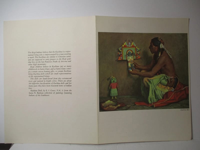Santa Fe Railroad 1963 Diner Menu Kachina Doll Hopi Indian, 48 OFF
