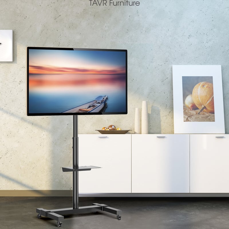 Mobile TV Stand Rolling TV Cart Floor Stand With Mount On, 50 OFF