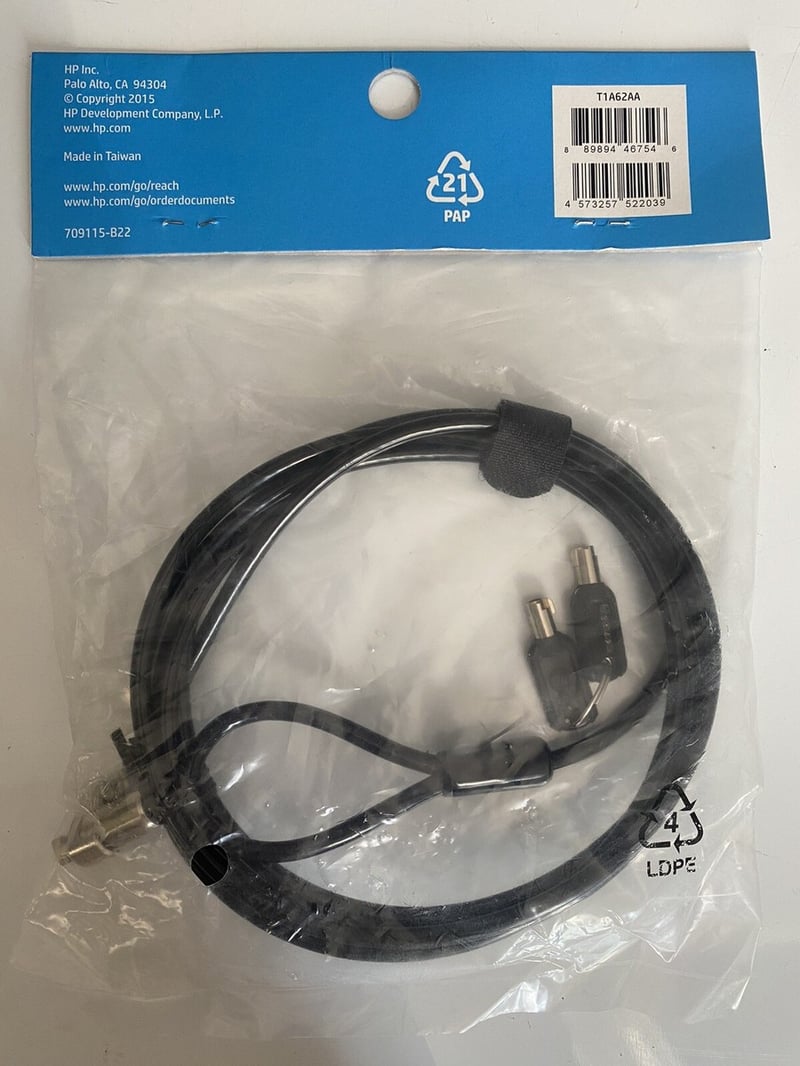 HP Essential Keyed 4ft Cable Lock Vinylcoated Galvanized, 50 OFF