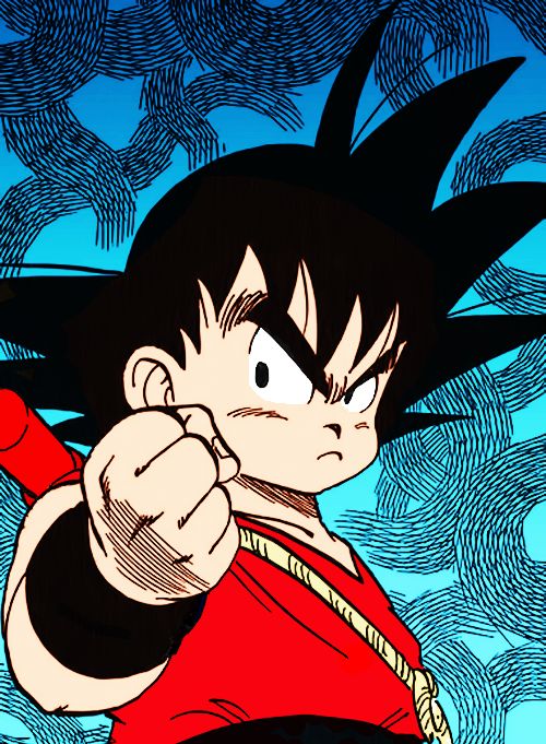 Dragon Ball Poster Kid Goku Running Blue Background, 53 OFF
