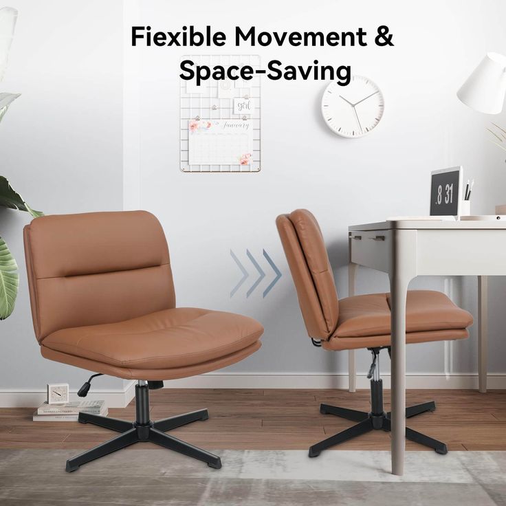 Armless Office Desk Chair No Wheels,Pu Leather Criss Cross, 47 OFF