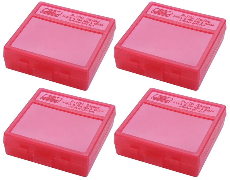 NEW MTM 100 Round FlipTop 380/9MM Ammo Box Clear Red (4, 51 OFF