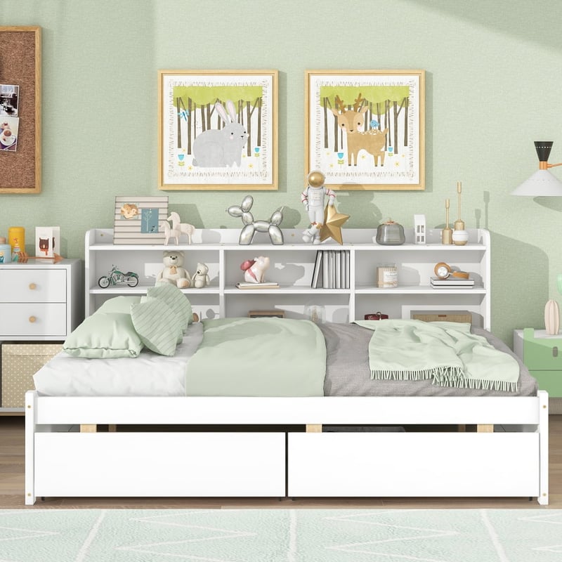 Twin Size Bed With Storage Drawers Bedroom Furniture Wood, 46 OFF