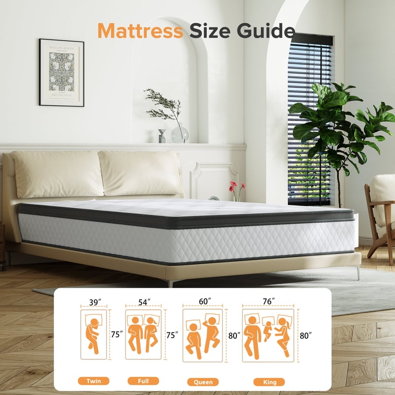 Twin Size Mattress 10 Inch Innerspring Memory Foam Mattress, 49 OFF