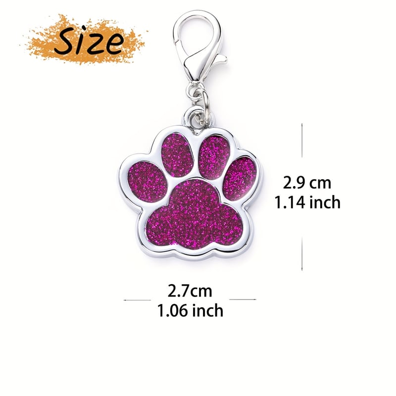 Glitter Dog Tag Personalized Engraved Paw Print Cat Pet ID, 59 OFF