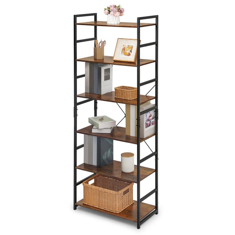 Triple Wide Tiers Bookshelf Open Display Shelves W/ Metal, 41 OFF