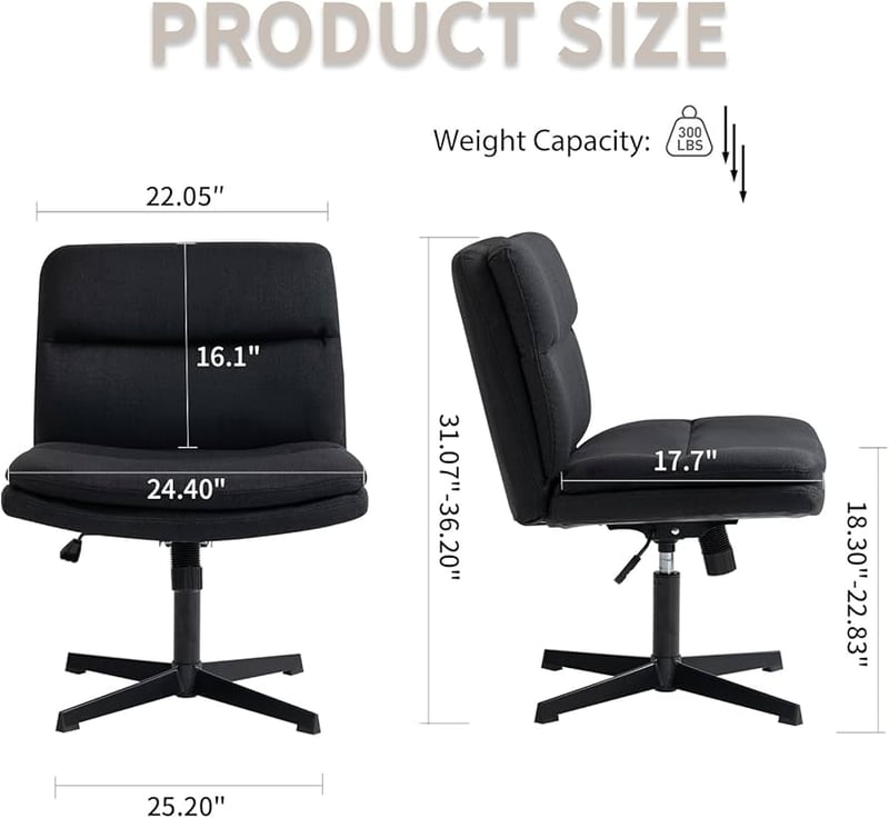 Armless Office Desk Chair No Wheels,Pu Leather Criss Cross, 47 OFF