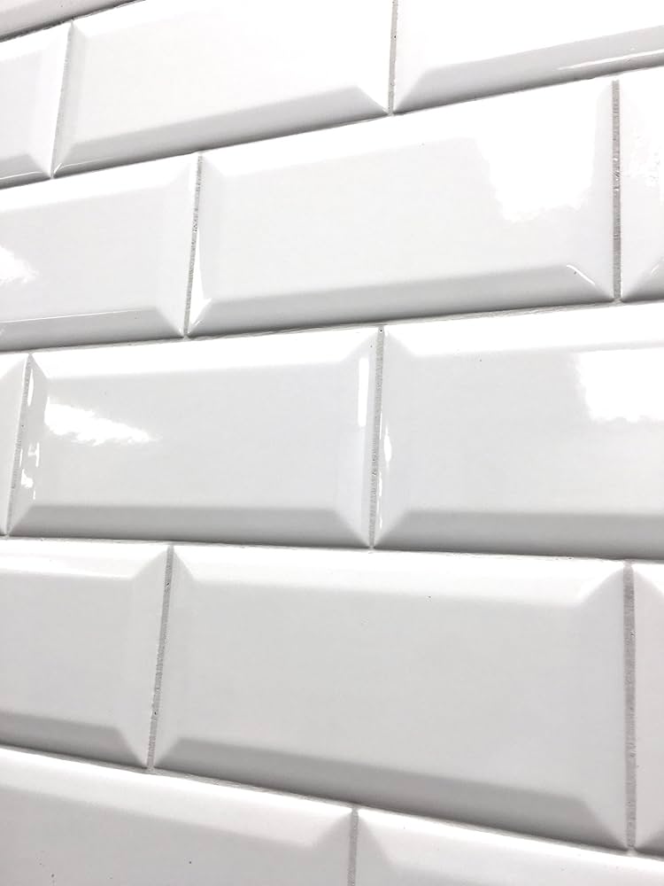 3x6 White Beveled Crackled Glossy Glaze Ceramic Tile Wall, 52 OFF