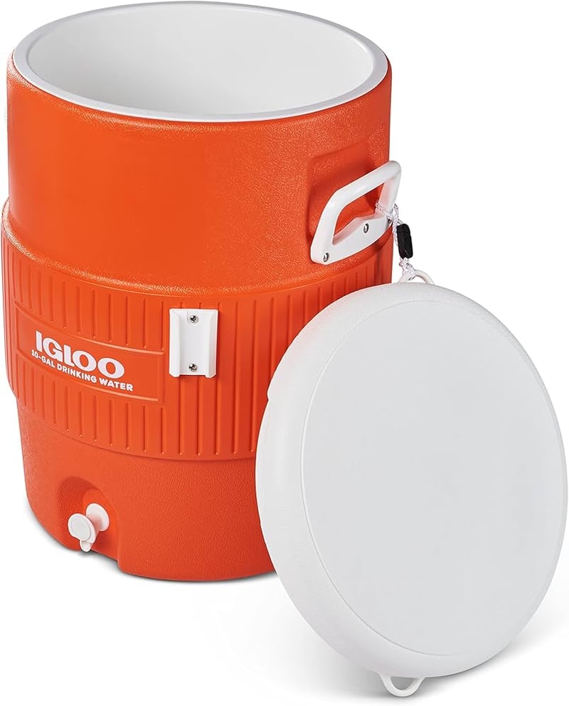 10 Gallon Seat Top Water Jug W/ Cup Dispenser Removable, 52 OFF