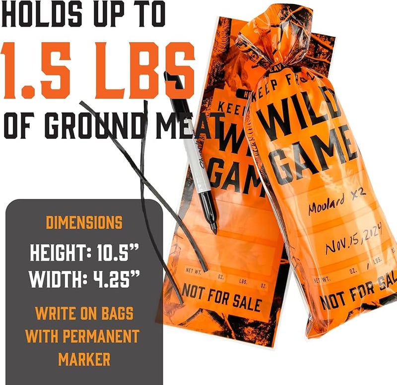 Wild Game Freezer Bags For Ground Meat Or Venison LB Blaze, 42 OFF