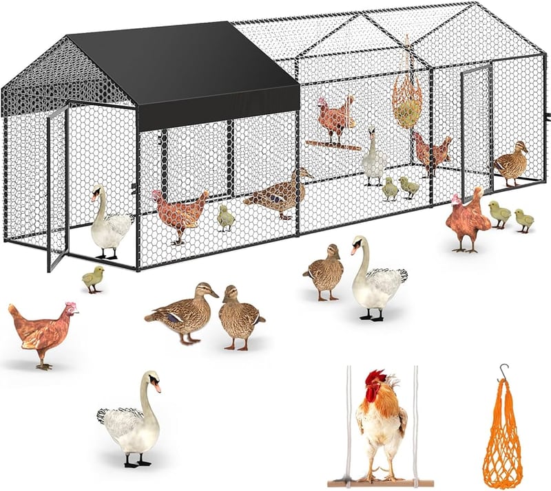 87″×41″ Large Metal Chicken Coop,WalkIn Poultry Cage, 42 OFF
