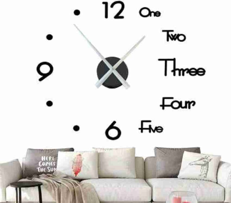 3D DIY Large Frameless Wall Clock Mirror Numbers Sticker, 55 OFF
